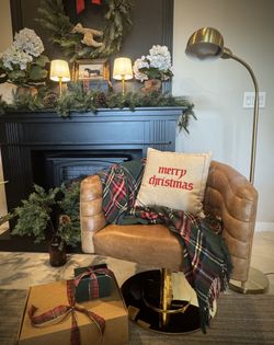 CB2 Cupa Saddle Leather Swivel Base Chair 