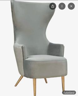 Gray wingback chairs