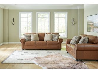 Carianna Caramel Sofa and Loveseat