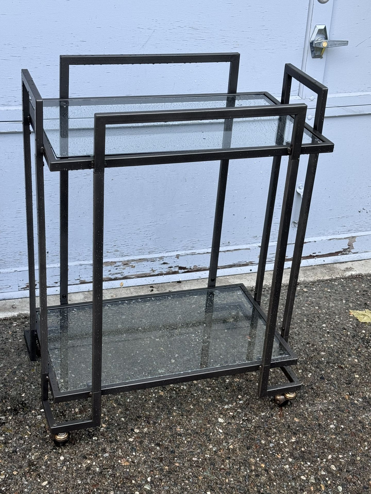Wheel Rolling Cart With Glass