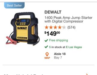 DEWALT 1400 Peak Amp Jump Starter with Digital Compressor