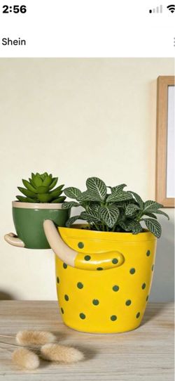 Yellow Polka Dot Ceramic Planter Pot