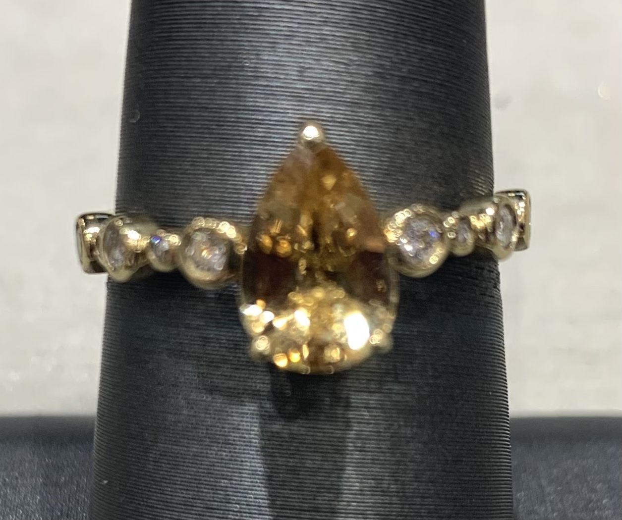 14K Yellow Gold Diamond Citrine Ring