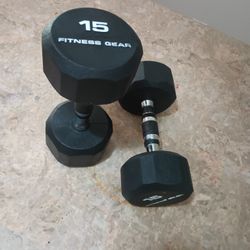 Rubber Dumbbells Fitness Gear 15lbs 