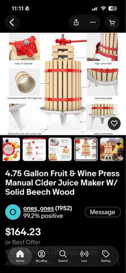 4.75 Gallon Fruit & Wine Manual Press