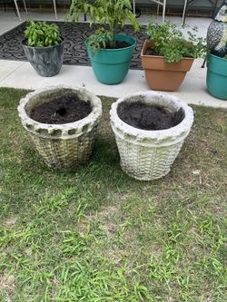 Basket, weave cement pots