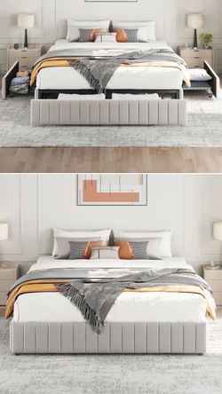 Queen size bed fram with storage