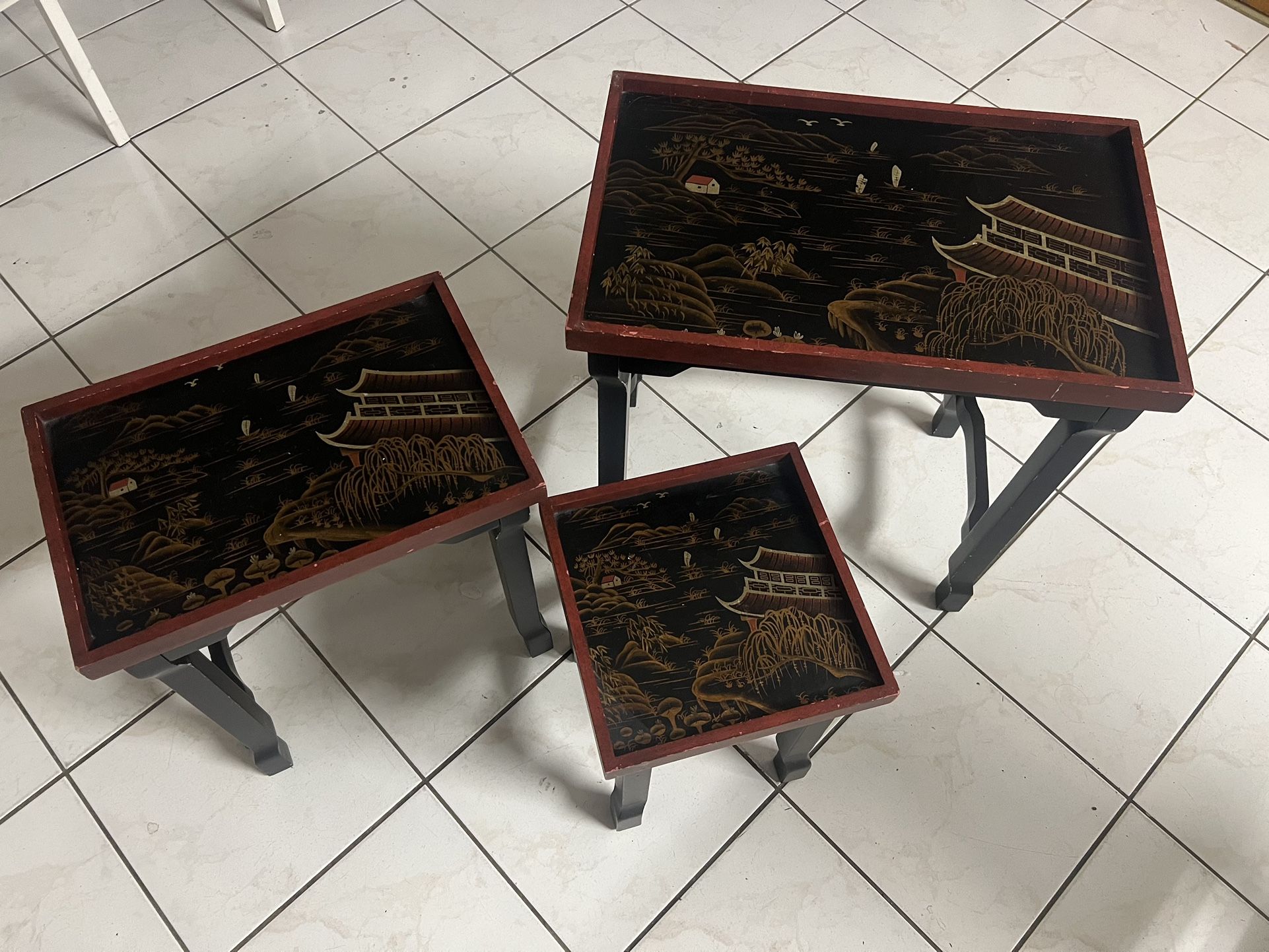 Antique Nesting Asian Tables