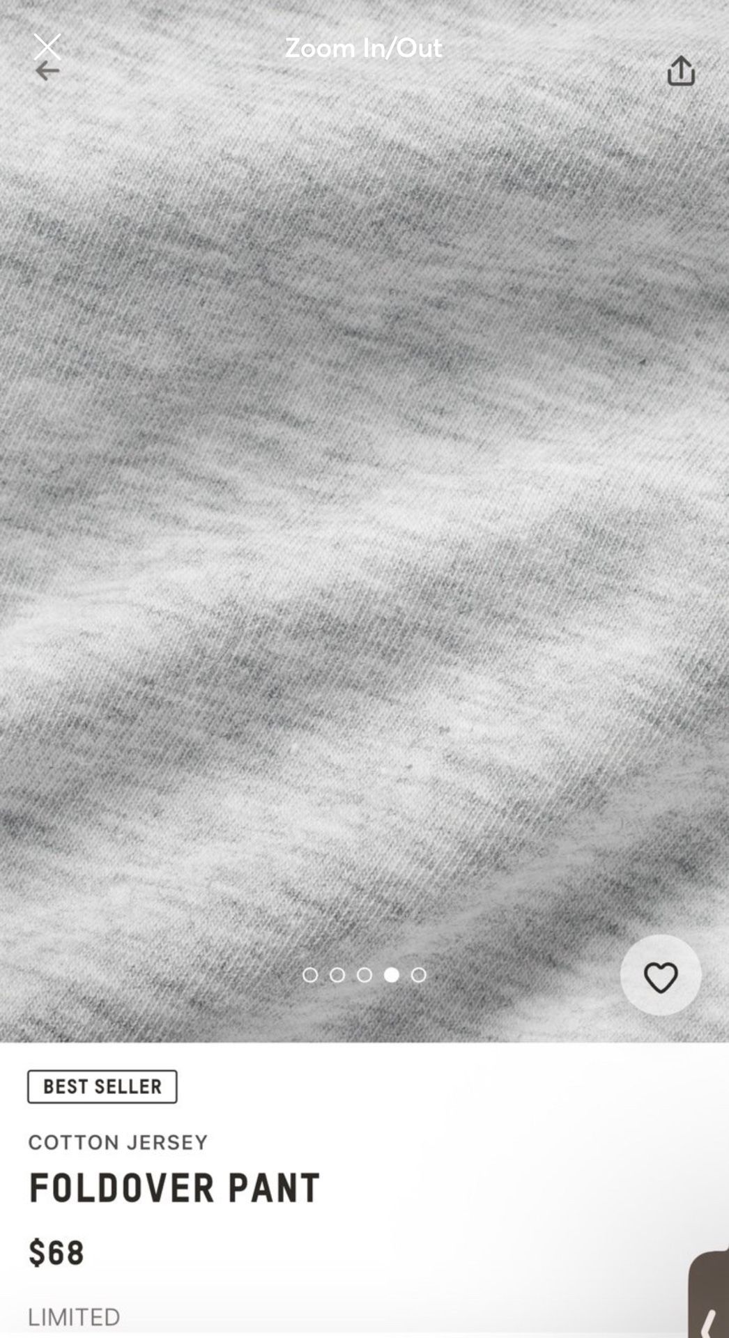 Skims Cotton Jersey Foldover Pants Soft Heather Grey Comfy Lounge Pant