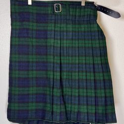 Scottish Design Tartans Acrylic Kilt Skirt Green Plaid Size 50