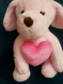 Animal Adventure pink Stuffed Animal Dog with Pink Heart Ultra soft/ Easter/New