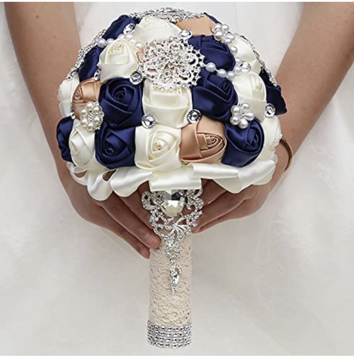 Gorgeous Wedding Bouquet With Pearls And Rhinestones 