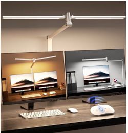 Lámpara LED de escritorio, lámparas de escritorio de doble brazo oscilante de área de iluminación amplia para oficina en casa