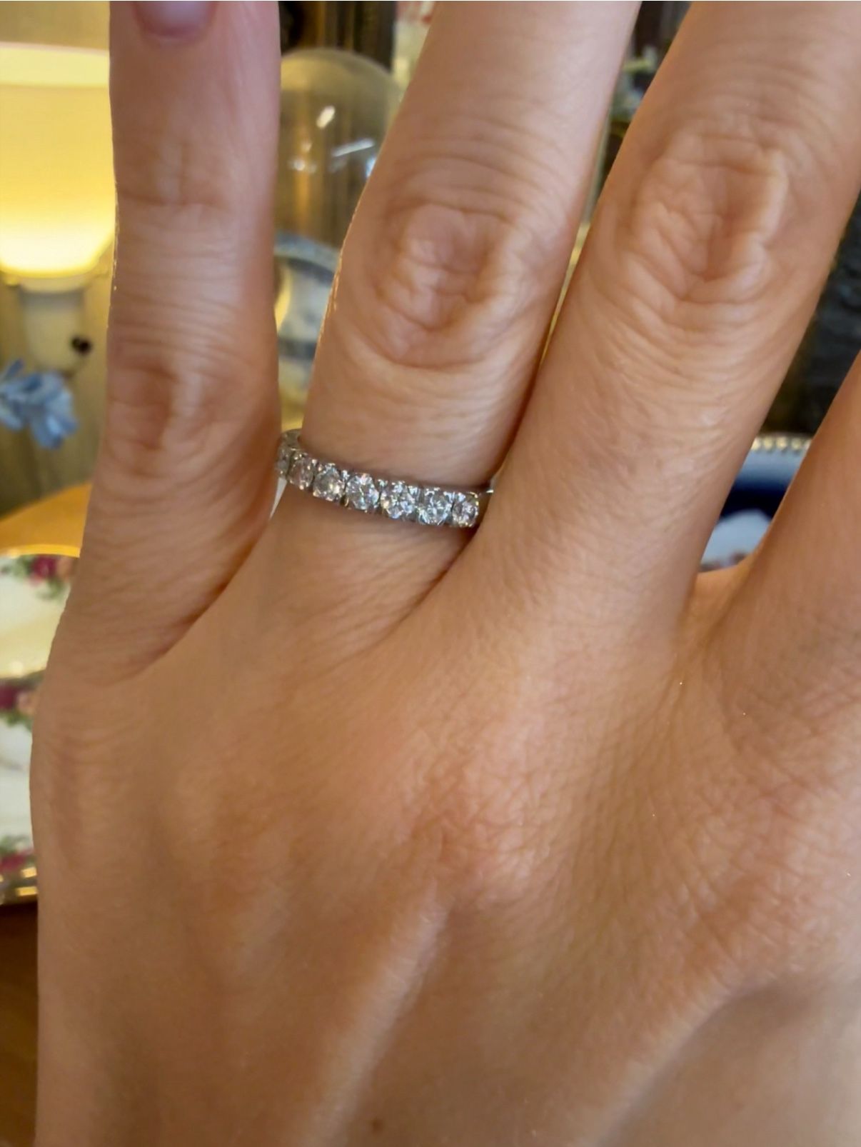 Platinum Ring Band With Natural Diamonds 
