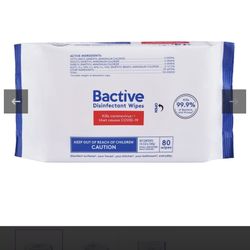BACTIVE DISINFECTING WIPES - 80 COUNT