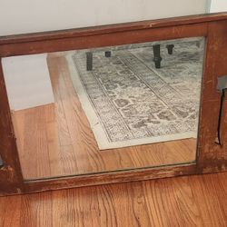 Antique Art Nouveau Arts & Crafts Plate Glass Dresser Mirror w/ Cut Outs 