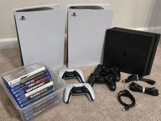 2 PlayStation 5s, 1 PlayStation 4, free games and controllers