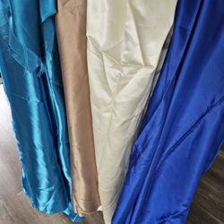 Satin Fabric Pieces - Blue, White, Brown