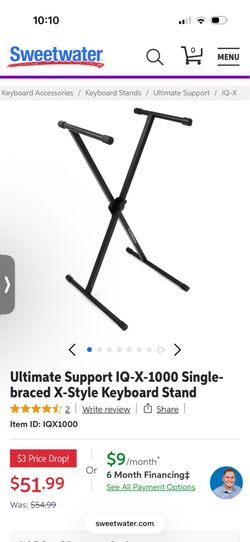 Ultimate Support System Keyboard Stand single brassed