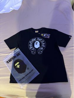 Bape x chrome heart black t-shirt size men’s large