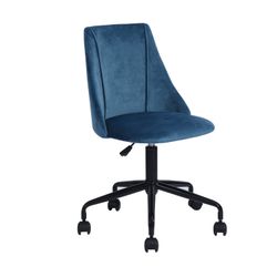 Open Box Homy Casa CIAN BLUE Ⅰ "20.47'' W x 20.08'' D x 33.27'' H" Modern Velvet Office Chair