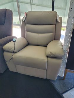Power Recliner Chair in Taupe Leather