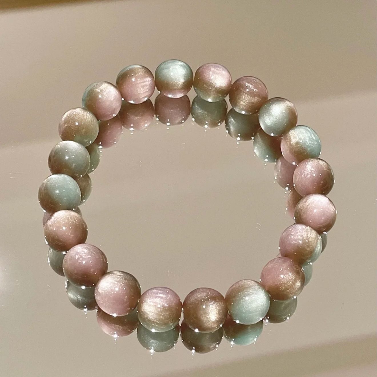 Original ice berry thin clever bracelet fine glitter pink brown resin beads fade dream beaded rose Madagascar