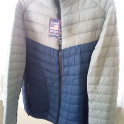 Puffer Blue Gray Warm Comfortable Jacket 
