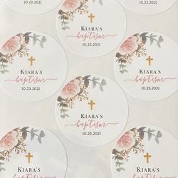 Personalized baptism stickers - Party favor Labels
