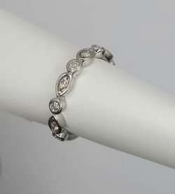 Half Carat 9 Natural Round Diamond Vintage Platinum Ring #15661