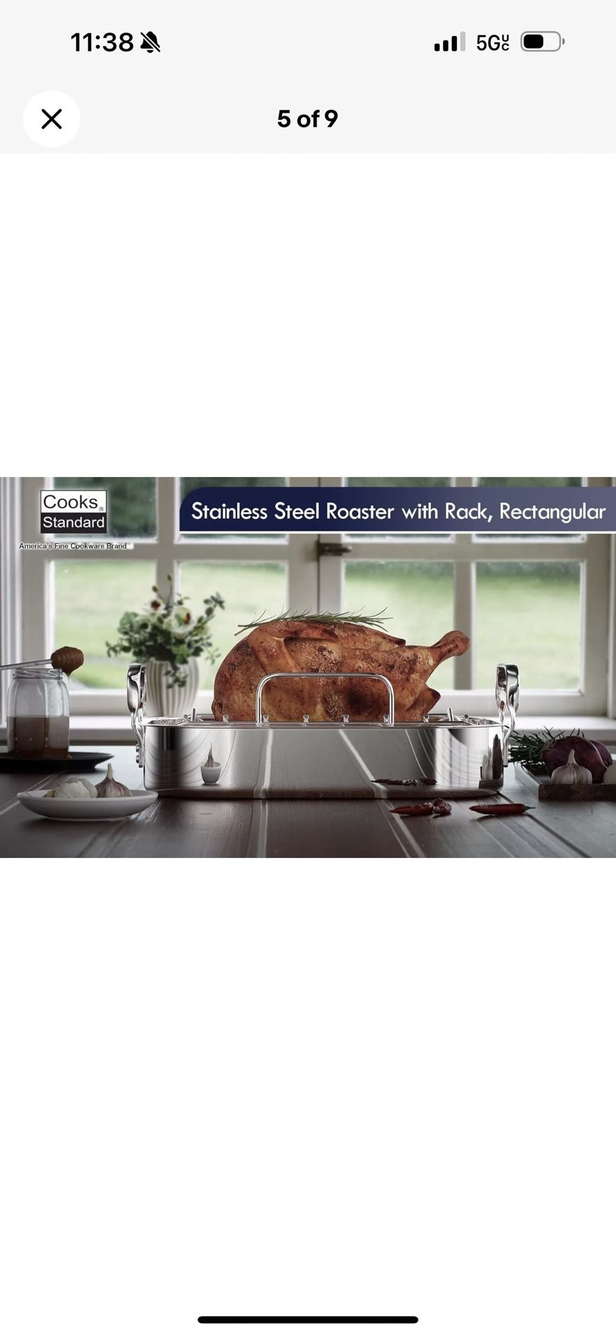 Heavy Gauge 16" x 13" Roasting Pan with V-Shaped Rack - Perfect for Family Meals