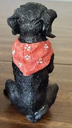 Black Dog Figurine with Red Bandana