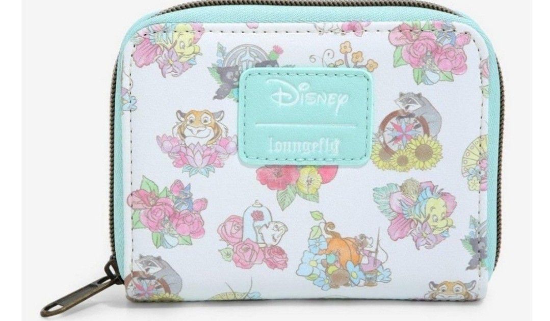 Disney Princess' Sidekicks Wallet Floral Zipper Loungefly 