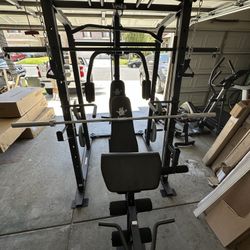 Vesta Fitness Smith Machine 1001 w/Bench Attachment | 245lb Cast Iron Olympic Weights | 7ft Olympic Bar | Fitness | Gym Equipment | FREE DELIVERY 🚚 
