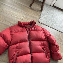 red timberland puffer jacket size large