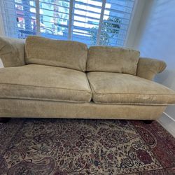 7’ Custom Upholstered Sofa Neutral Fabric