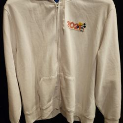 Disney Parks 2021 Mickey Mouse Hoodie Zip Up White Jacket 2XL Cotton