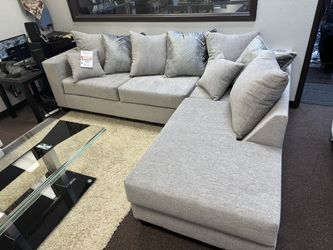 LIGHT GRAY SUPER SOFT VELVET FABRIC SECTIONAL COUCH SET 