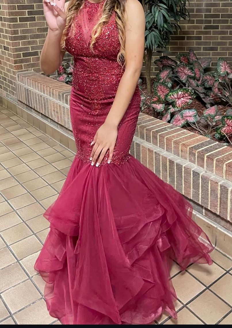 Burgundy Mermaid Prom Dress