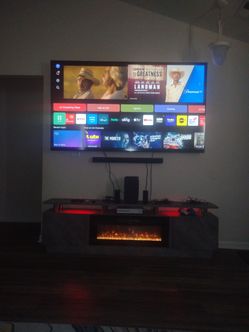 86 in LG TV, Surround Sound, Heater stand w/ LED lights