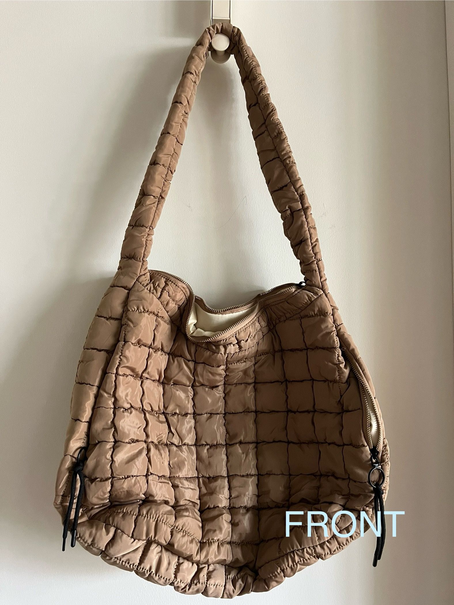 Brand New - Trendy Quilted Puffer Tote in Toffee Brown