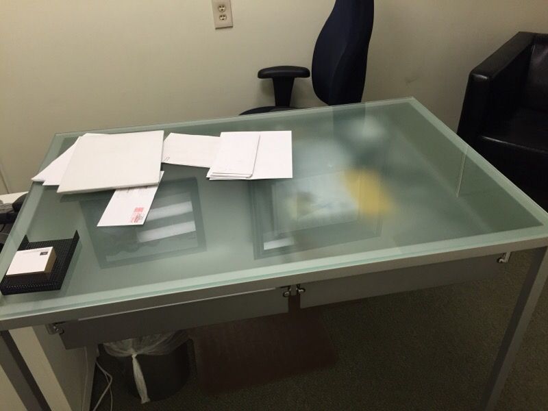 Modern glass office desk