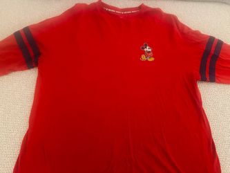 Disney original red Mickey Mouse long sleeve  red with blue stripes on sleeve xl