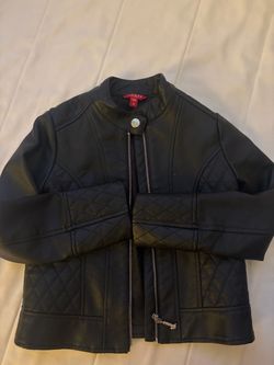 Guess Black Quilted Faux-Leather Moto Jacket