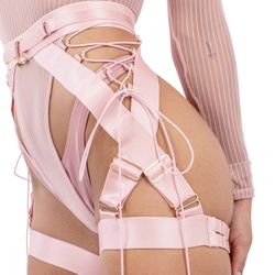 NAUGHTY THOUGHTS XXX RATED SEE THROUGH GARTER BELT PINK