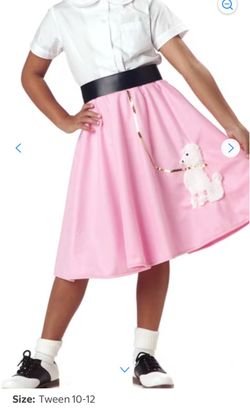 Fifties Poodle Skirt Costume with Pink Wig - Kids