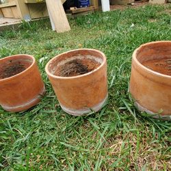 
   3 Clay Planters.   7 inch Top Diameter,  & 6.5 inches High 