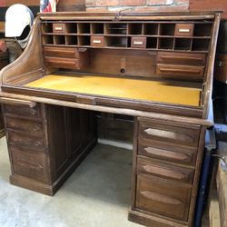 Antique Desk , Antique Secretary, Cool Vinyl Couch And Vinyl Chair 