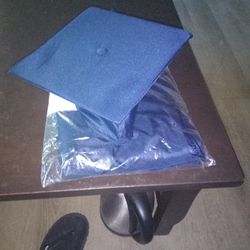 Graduation Gown With Hat New Blue Color 
