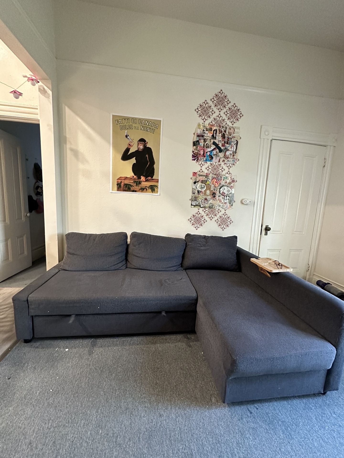 2023 IKEA Freighton; Sleeper sectional, 3 seat with storage, Hylle blue/grey (excellent condition)